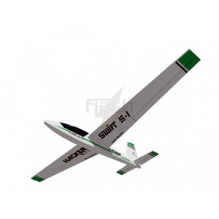 Alianti RC - Swift verde circa 2,00m ARF ali coperte/piano di coda Hacker ModeL - FLASH RC