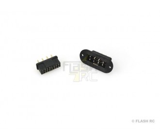 MPX-Stecker - Schwarzer MPX-Stecker mit 8-poliger M/F-Halterung (1 Paar) Muldental - FLASH RC