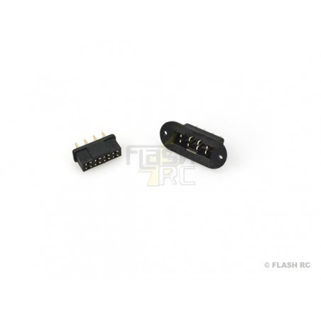 Prise MPX - Prise MPX noire avec support 8 pins M/F (1 paire) Muldental - FLASH RC