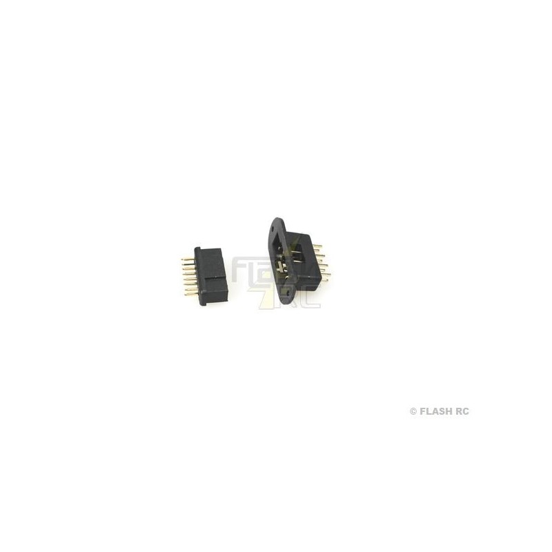 Prise MPX - Prise MPX noire avec support 8 pins M/F (1 paire) Muldental - FLASH RC