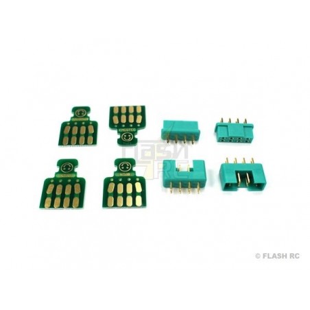 MPX socket - MPX 8 pins green M/F + plates (2 pairs) - FLASH RC