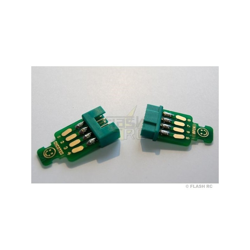 MPX socket - MPX 8 pins green M/F + plates (2 pairs) - FLASH RC