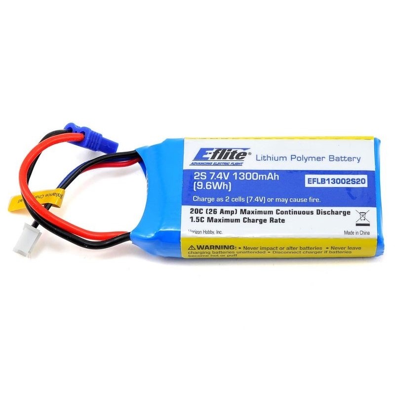 Batterien für den Antrieb von RC-Flugzeugen - Batterie E-flite lipo 2S 7.4V 1300mAh 20C Steckdose EC2 - FLASH RC