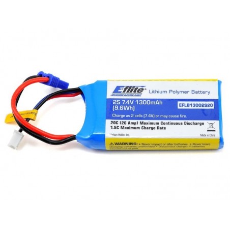 Batterien für den Antrieb von RC-Flugzeugen - Batterie E-flite lipo 2S 7.4V 1300mAh 20C Steckdose EC2 - FLASH RC