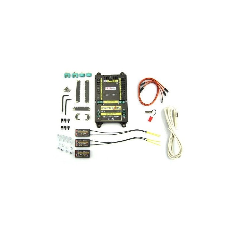 Box (Powerbox, Emcotec, Jeti, ...) - Central Box 400 Duplex 2.4EX + 2x Rsat2 + 1x interruttore RC - Jeti - FLASH RC