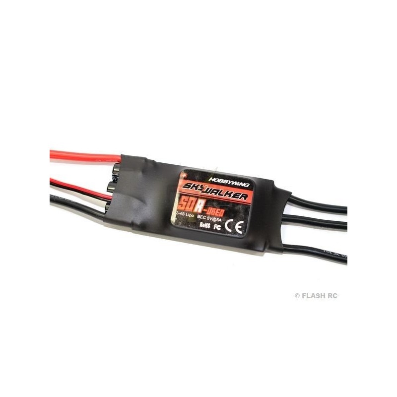 Brushless - Controleur Brushless 2-4S 50A UBEC SKYWALKER HOBBYWING - FLASH RC