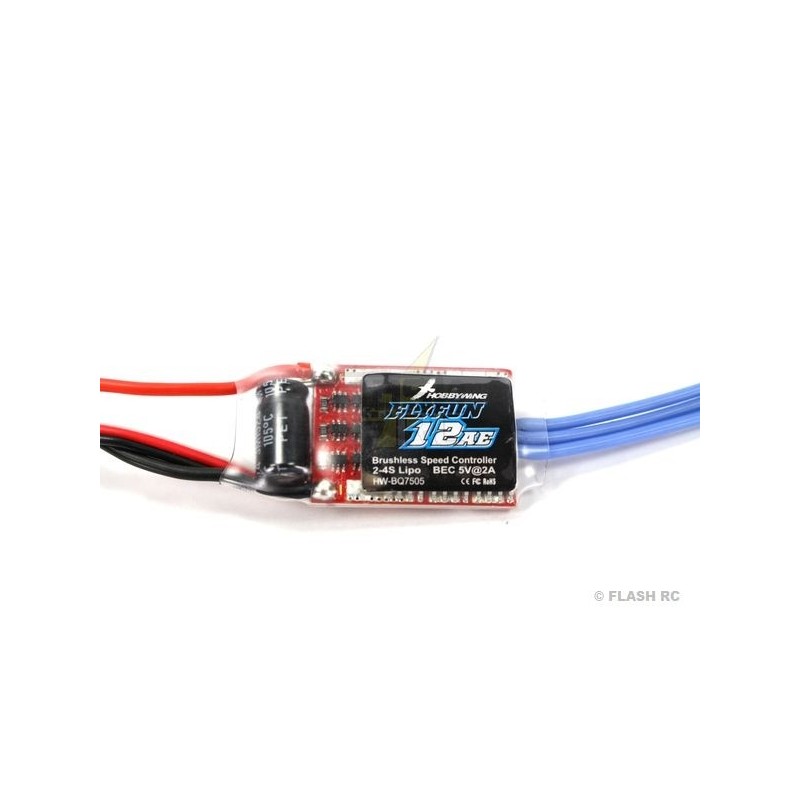 Brushless - Controlador Brushless 2-4S 12AE BEC FLYFUN V4 HOBBYWING - FLASH RC