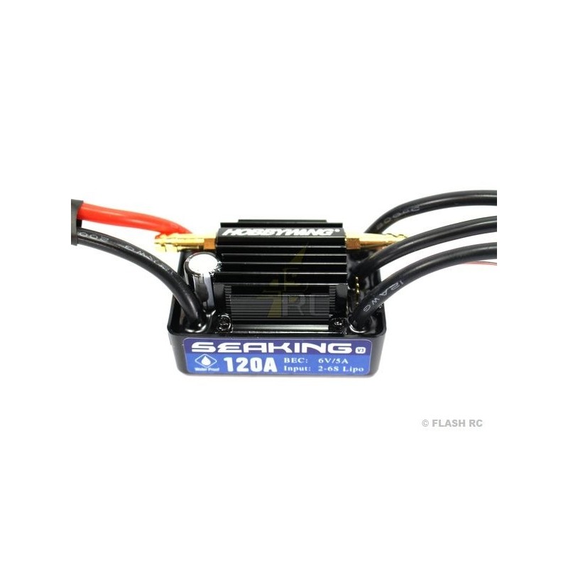 Brushless - Controleur Brushless bateau SeaKing 120A V3 HOBBYWING - FLASH RC