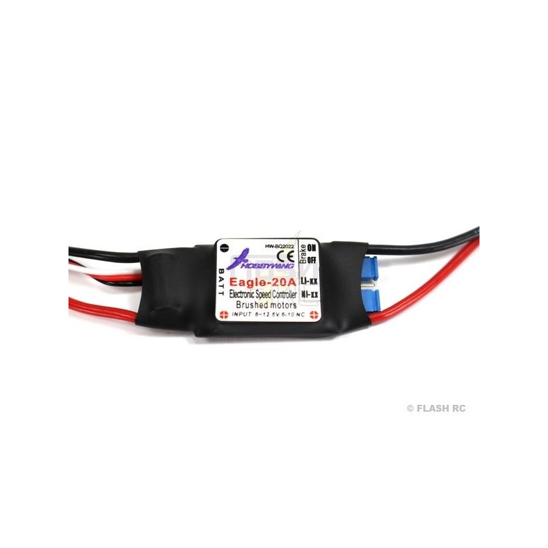 Brushed - Controleur brushed 2-3S 20A BEC EAGLE V1 HOBBYWING - FLASH RC