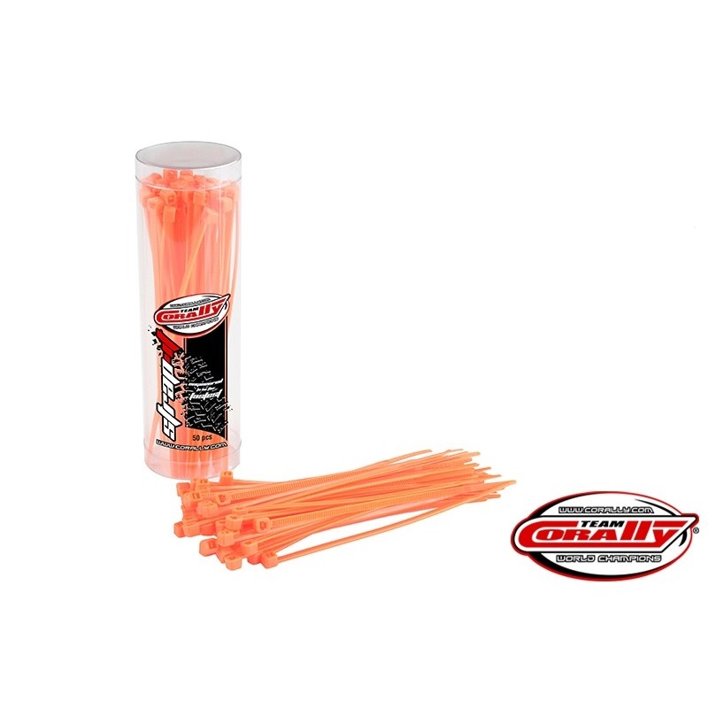 Serres cables - Serre cable rilsan orange - 2,5x100mm - 50 pcs - Team Corally - FLASH RC