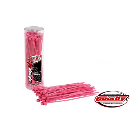 Serres cables - Serre cable rilsan rose - 2,5x100mm - 50 pcs - Team Corally - FLASH RC