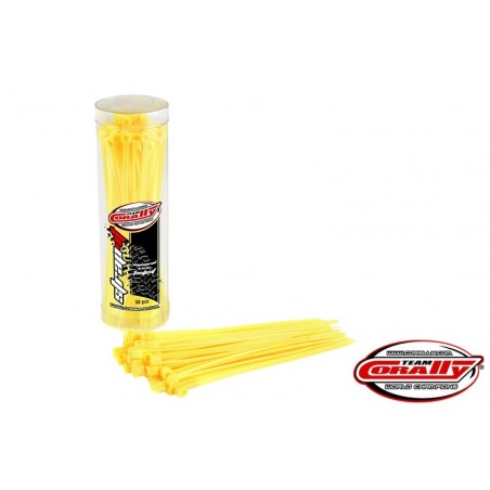 Serres cables - Serre cable rilsan jaune - 2,5x100mm - 50 pcs - Team Corally - FLASH RC