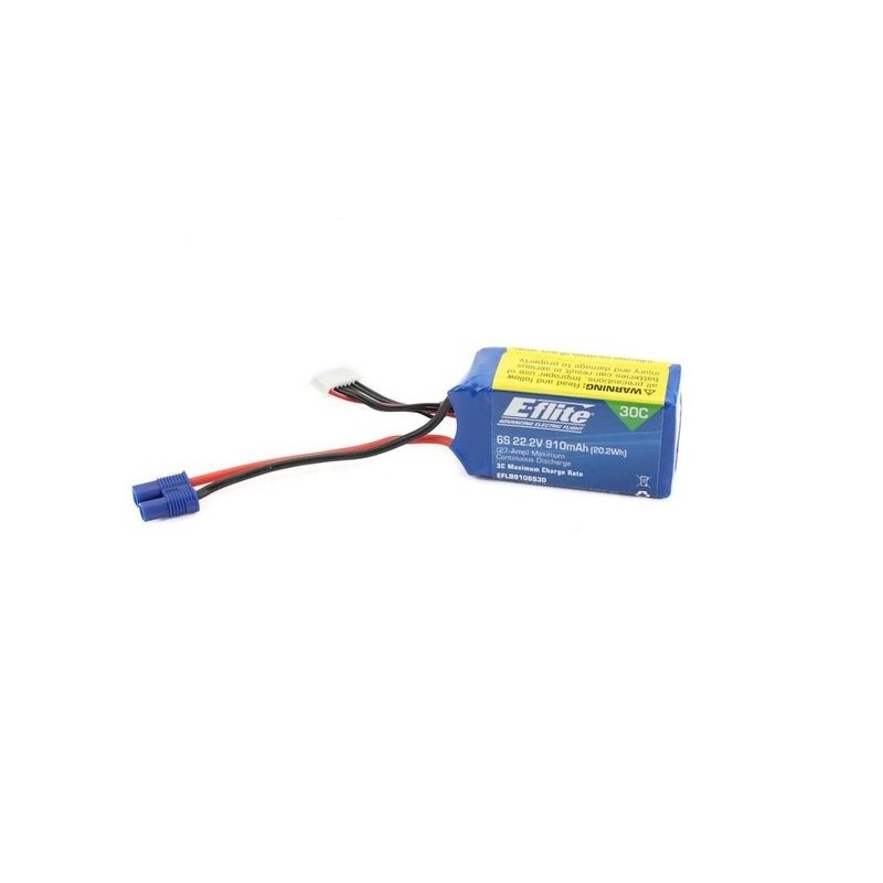 Batteries de propulsion avions RC - Batterie E-flite lipo 6S 22.2V 910mAh 30C prise EC3 - FLASH RC