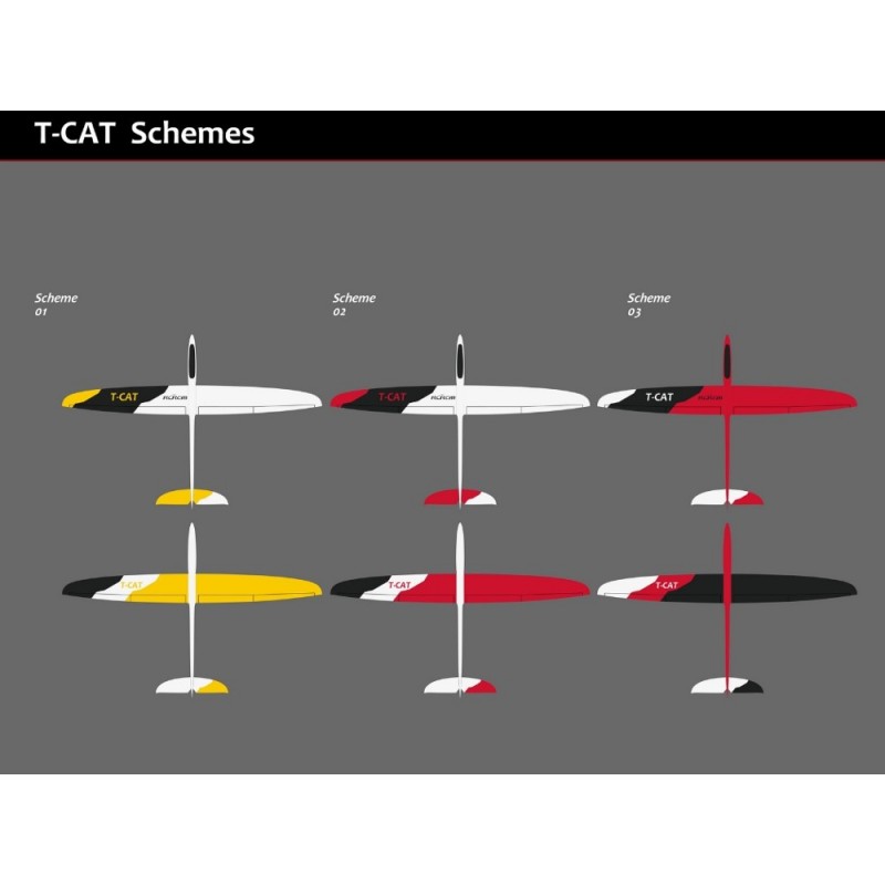 Alianti RC - T-CAT tutta fibra circa 1,88m bianco/rosso e nero RCRCM - FLASH RC