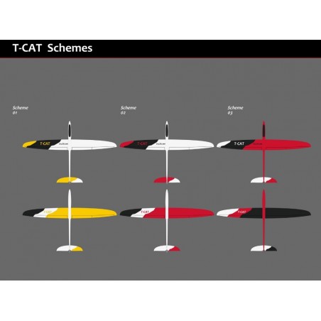 Alianti RC - T-CAT tutta fibra circa 1,88m bianco/rosso e nero RCRCM - FLASH RC