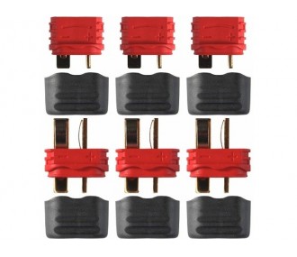 Deans-Stecker / Mini Deans - Deans-Stecker M/F (3 Paare) mit Kappe - Amass - FLASH RC