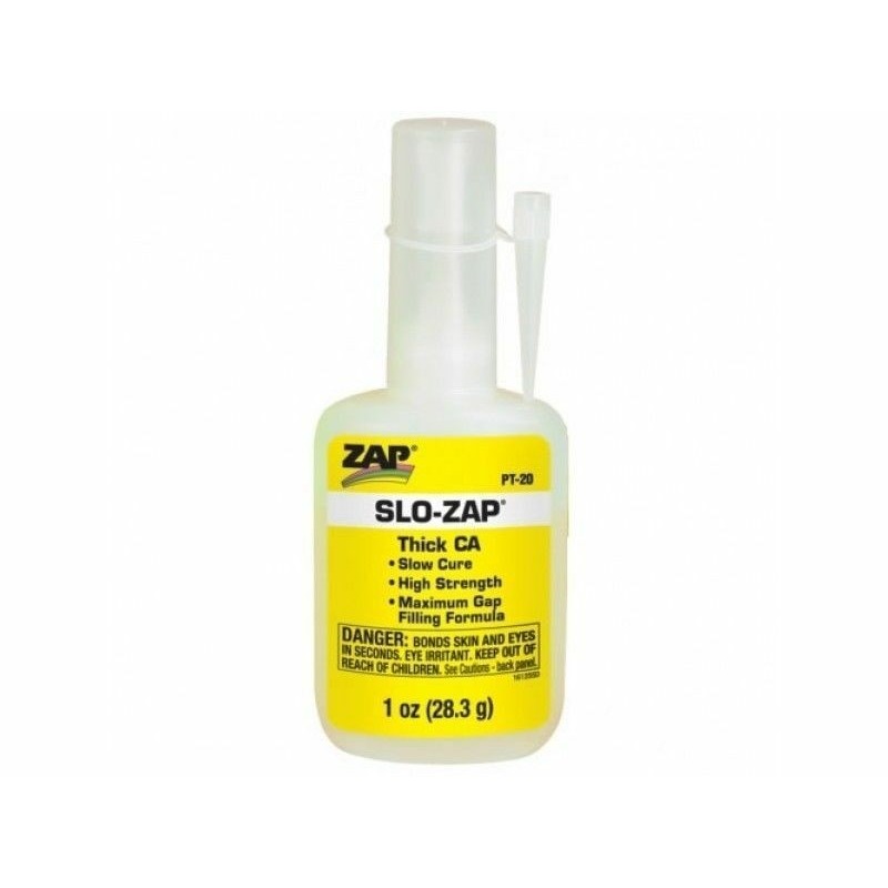 Colla per legno/vetro - SLO-ZAP Ciano lento PT20 - 28 gr PACER - FLASH RC