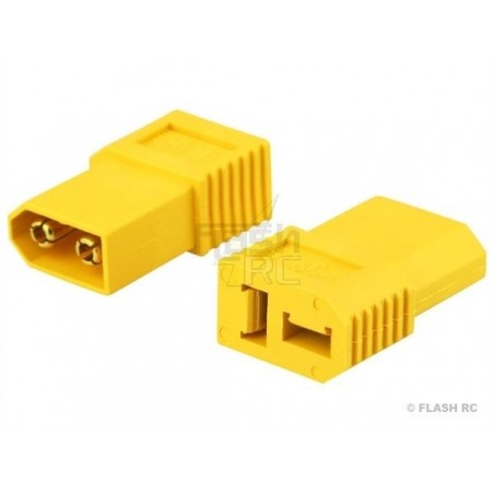 Adaptadores/extensiones para baterías y motores - Adaptador XT60 macho (ESC) => Deans hembra (batería) - FLASH RC