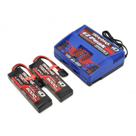 Cargadores - Traxxas EZ-Peak Dual 100W Cargador + 2 x Lipo 3s 5000mha iD 2990G - FLASH RC