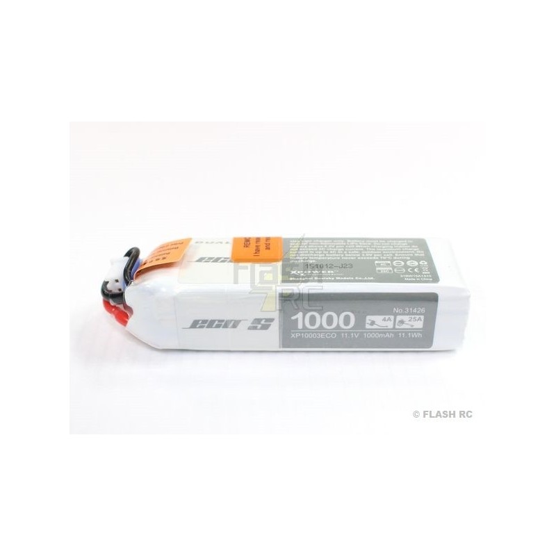 Baterías de propulsión de aviones RC - Batería Dualsky ECO S, lipo 3S 11.1V 1000mAh 25C jst-bec plug - FLASH RC
