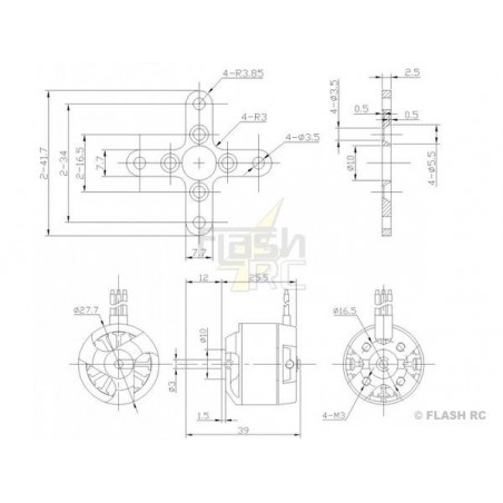 Outrunner - Brushless-Motor DM2210 (43g, 1700kv, 140W) Pro-Tronik - FLASH RC