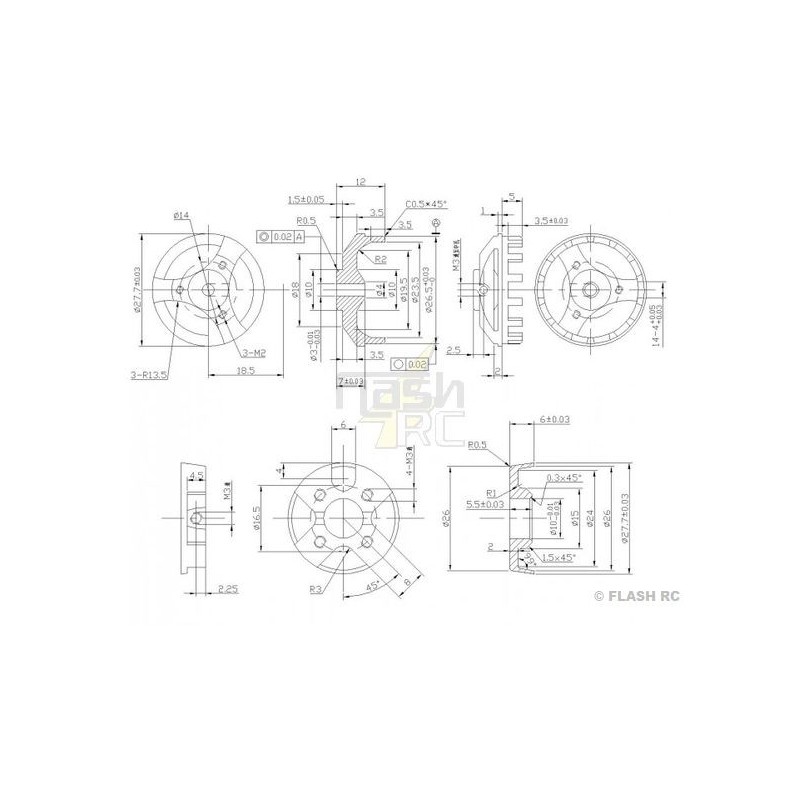 Outrunner - Motore brushless DM2210 (43g, 1700kv, 140W) Pro-Tronik - FLASH RC