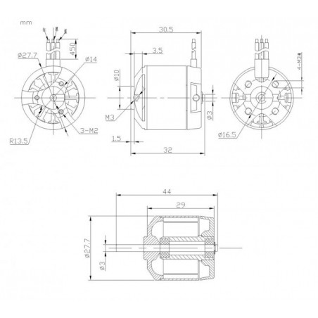 Outrunner - Brushless Motor DM2220 (71g, 1100kv, 200W) Pro-Tronik - FLASH RC