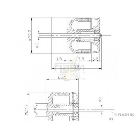 Outrunner - Moteur Brushless DM2210 (43g, 1400kv, 120W) Pro-Tronik - FLASH RC