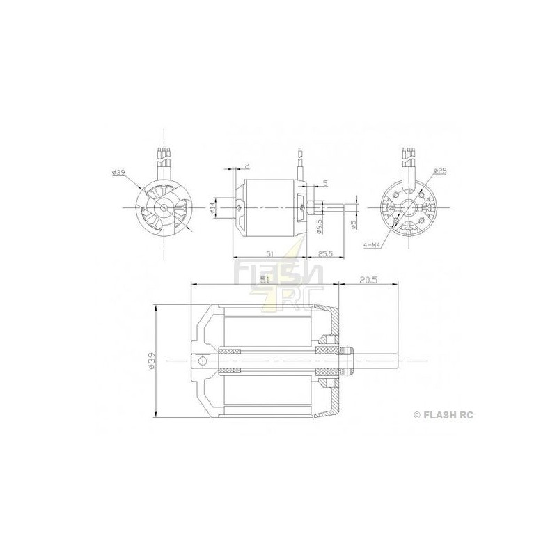 Outrunner - Brushless-Motor DM2831 (208g, 780kv, 700W) Pro-Tronik - FLASH RC
