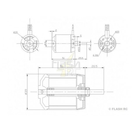 Outrunner - Brushless-Motor DM2831 (208g, 780kv, 700W) Pro-Tronik - FLASH RC