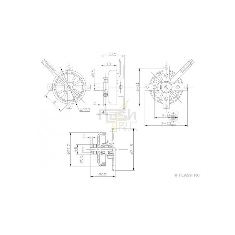 Indoor - Motore brushless DM2203 (17g, 1600kv, 50W) Pro-Tronik - FLASH RC