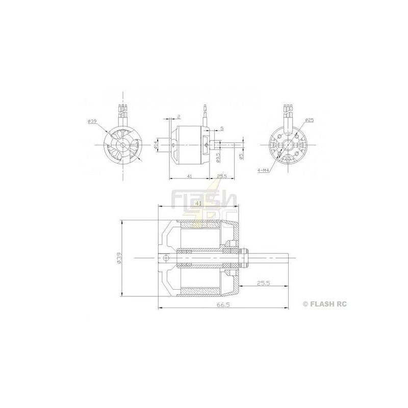 Outrunner - Motor sin escobillas DM2820 (150g, 950kv, 450W) Pro-Tronik - FLASH RC
