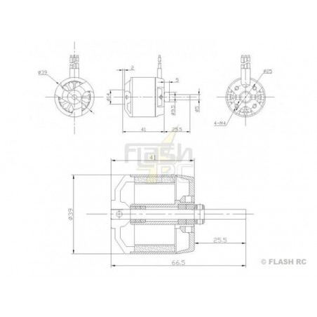 Outrunner - Motor sin escobillas DM2820 (150g, 950kv, 450W) Pro-Tronik - FLASH RC