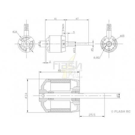 Outrunner - Brushless Motor DM2620 (119g, 1000kv, 330W) Pro-Tronik - FLASH RC