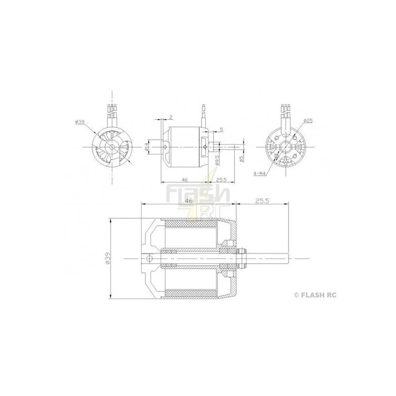 Outrunner - Motor sin escobillas DM2825 (178g, 950kv, 500W) Pro-Tronik - FLASH RC