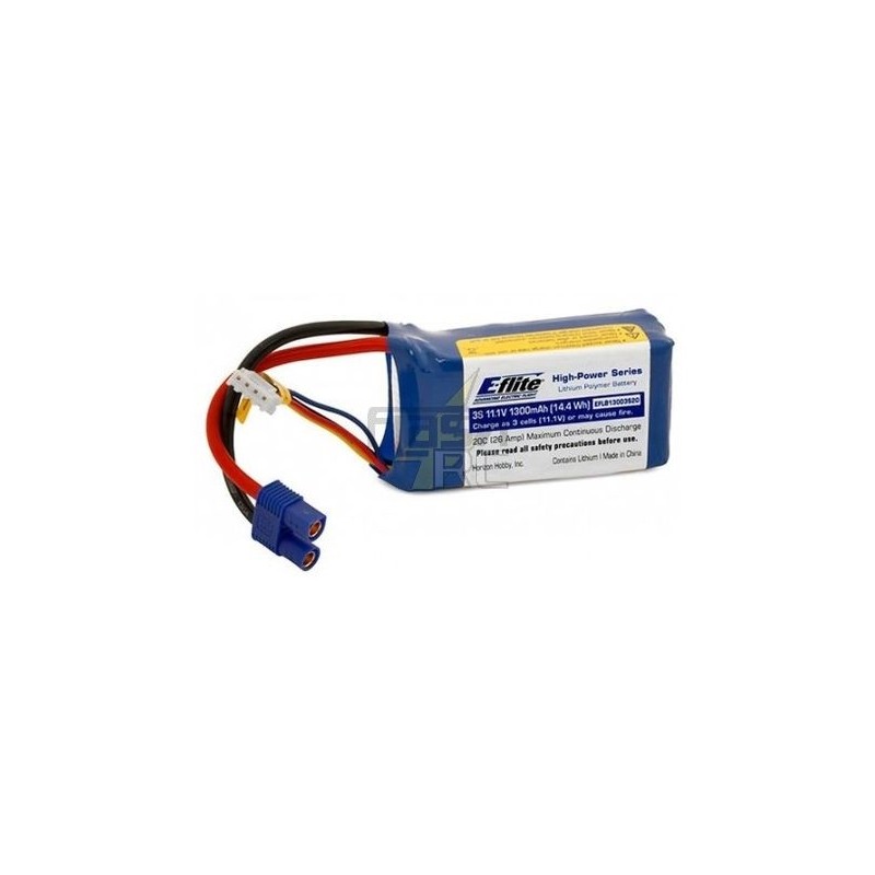 Batteria E-flite lipo 3S 11,1V 1300mAh 20C con connettore EC3
