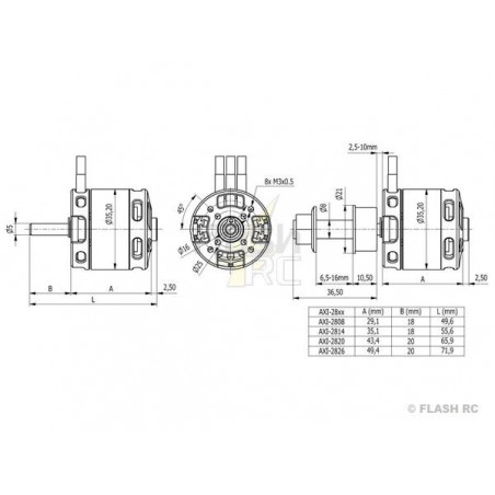 Outrunner - AXI 2820/8 V2 GOLD LINE Motor (148g, 1500kv, 565W) - FLASH RC