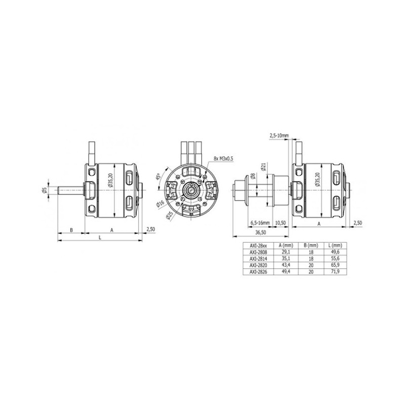 Outrunner - Motore AXI 2820/12 V2 GOLD LINE (148g, 990kv, 650W) - FLASH RC