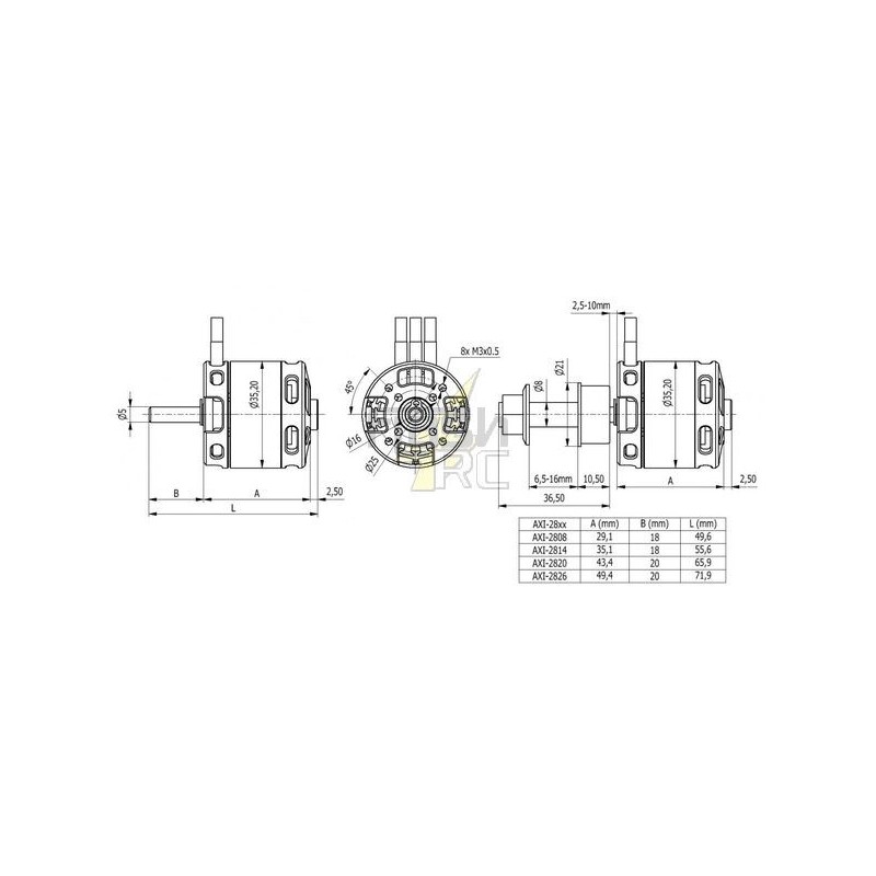 Outrunner - Motor AXI 2826/10 V2 GOLD LINE (177g, 920kv, 740W) - FLASH RC
