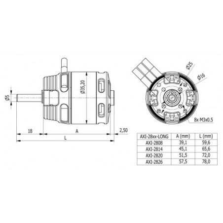 Outrunner - Moteur AXI 2826/10 V2 GOLD LINE Axe Long (187g, 920kv, 740W) - FLASH RC