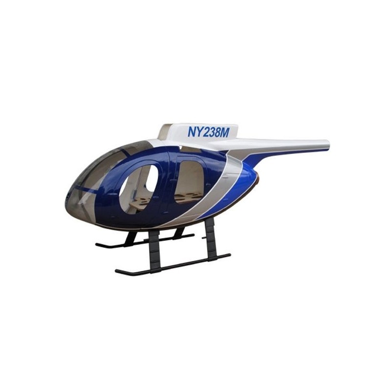 Rumpf, Zubehör Helikopter - Rumpf HUGHES 500E Polizei blau Klasse 450 - FLASH RC