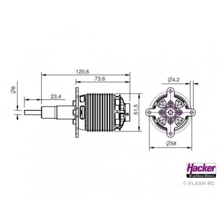 Outrunner - Moteur Brushless Hacker A50-12L Turnado V3 Glider - FLASH RC