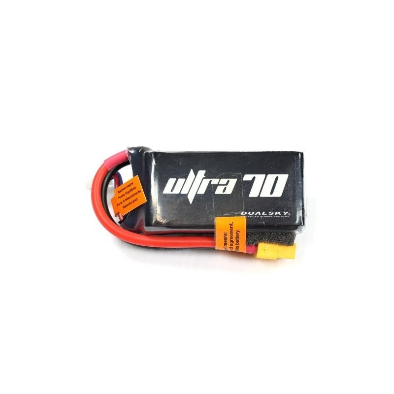 RC aircraft propulsion batteries - Dualsky Ultra70 battery, lipo 3S 11.1V 1300mAh 70C XT60 socket - FLASH RC