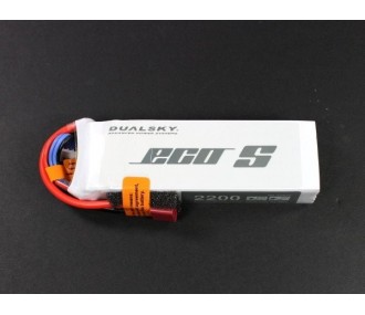 Batterie Dualsky ECO S, lipo 3S 11.1V 2200mAh 25C prise deans - FLASH RC