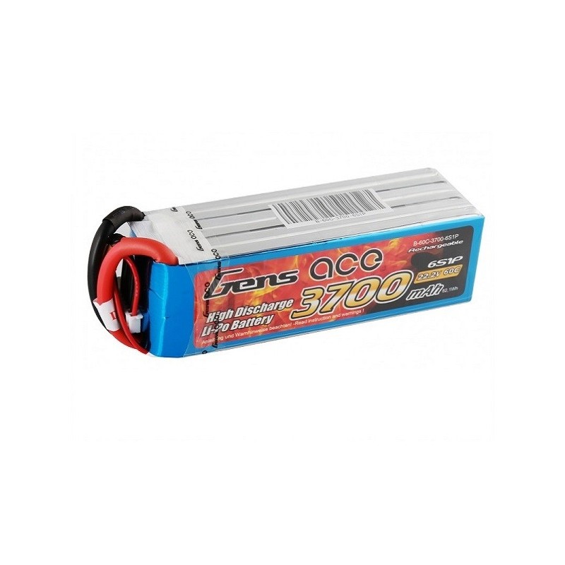 Batteries de propulsion avions RC - Batterie Gens ace lipo 6S 22.2V 3700mAh 60C prise EC5 - FLASH RC
