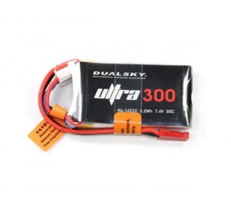 Baterías de propulsión de aviones RC - Batería Dualsky Ultra, lipo 2S 7.4V 300mAh 50C jst-bec plug - FLASH RC