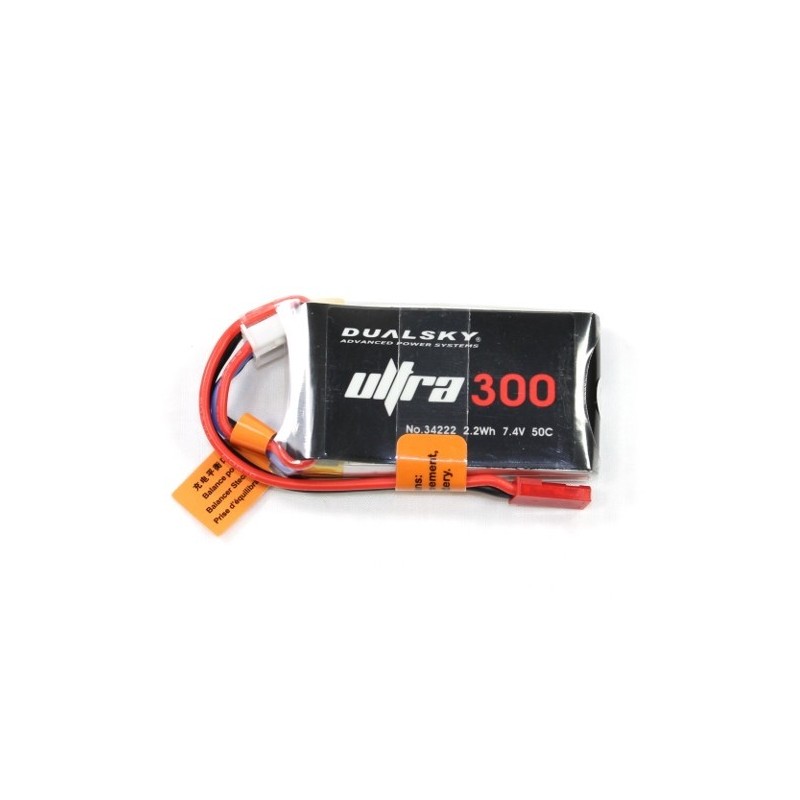 Baterías de propulsión de aviones RC - Batería Dualsky Ultra, lipo 2S 7.4V 300mAh 50C jst-bec plug - FLASH RC