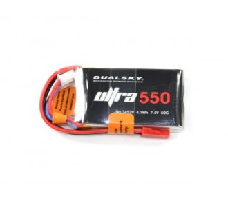 Baterías de propulsión de aviones RC - Batería Dualsky Ultra, lipo 2S 7.4V 550mAh 50C jst-bec plug - FLASH RC