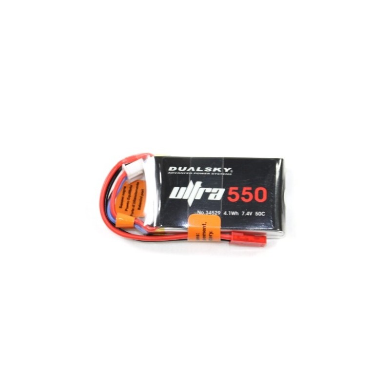 Batterie di propulsione per aerei RC - Batteria Dualsky Ultra, lipo 2S 7.4V 550mAh 50C jst-bec plug - FLASH RC