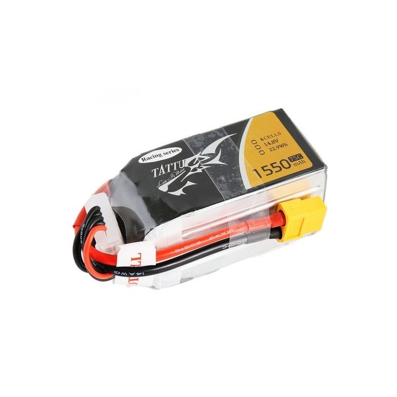 Batterie Tattu lipo Racing Series 4S 14.8V 1550mAh 75C prise xt60 - FLASH RC